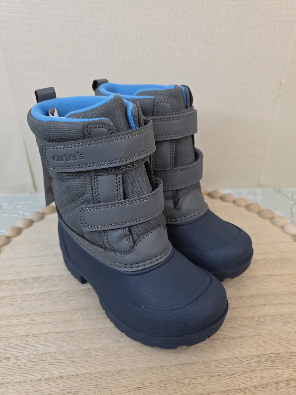 New Toddler 10 Carter's Gray and Blue Insulated Winter Snow Boots